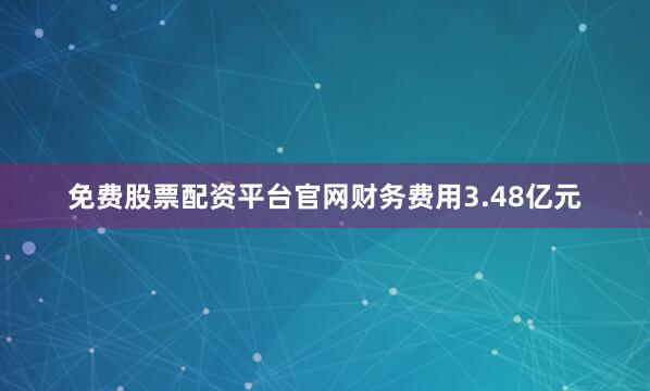 免费股票配资平台官网财务费用3.48亿元